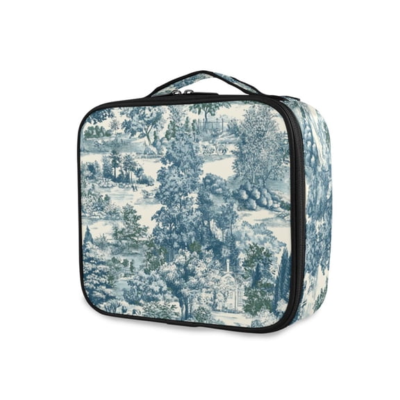 FORMRS Travel Makeup Bag Large Capacity Train Case Cosmetic Organizer with Adjustable Dividers, Green Flourishing Garden