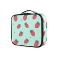 thumbnail image 1 of FORMRS Travel Makeup Bag Large Capacity Train Case Cosmetic Organizer with Adjustable Dividers, Green Strawberry, 1 of 8