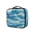 thumbnail image 1 of FORMRS Travel Makeup Bag Large Capacity Train Case Cosmetic Organizer with Adjustable Dividers, Green Watercolor Ocean Waves, 1 of 8
