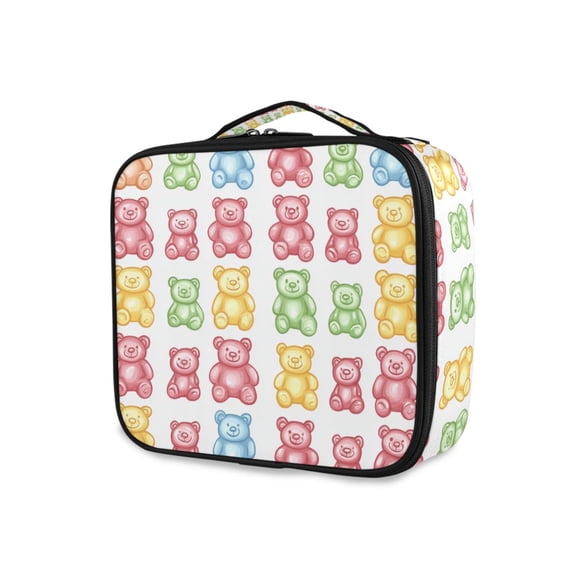 FORMRS Travel Makeup Bag Large Capacity Train Case Cosmetic Organizer with Adjustable Dividers, Gummy Bear Pattern