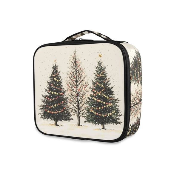FORMRS Travel Makeup Bag Large Capacity Train Case Cosmetic Organizer with Adjustable Dividers, Hand Drawn Christmas Stars