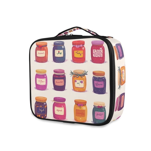 FORMRS Travel Makeup Bag Large Capacity Train Case Cosmetic Organizer with Adjustable Dividers, Jam Jars