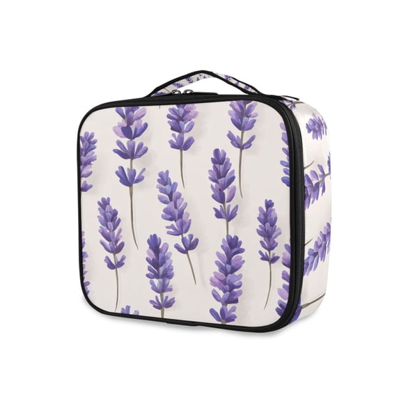 FORMRS Travel Makeup Bag Large Capacity Train Case Cosmetic Organizer with Adjustable Dividers, Lavender Pattern
