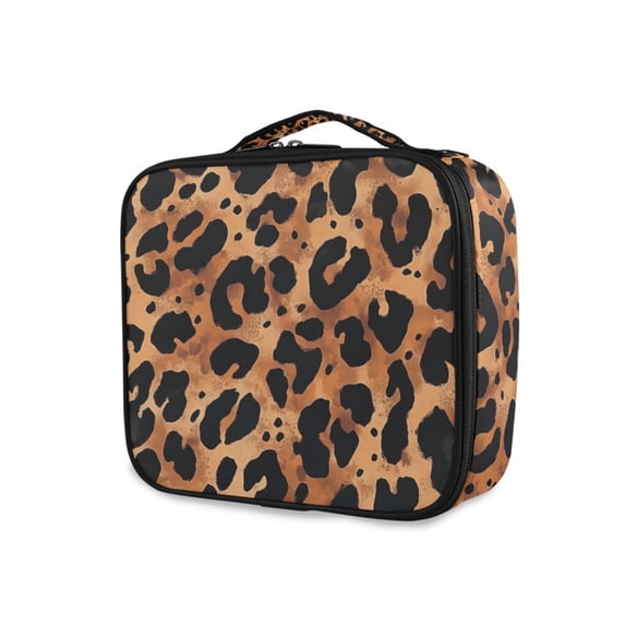 FORMRS Travel Makeup Bag Large Capacity Train Case Cosmetic Organizer with Adjustable Dividers, Leopard Pattern