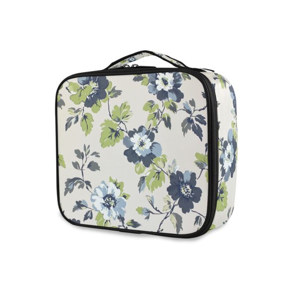 FORMRS Travel Makeup Bag Large Capacity Train Case Cosmetic Organizer with Adjustable Dividers, Light Floral Pattern