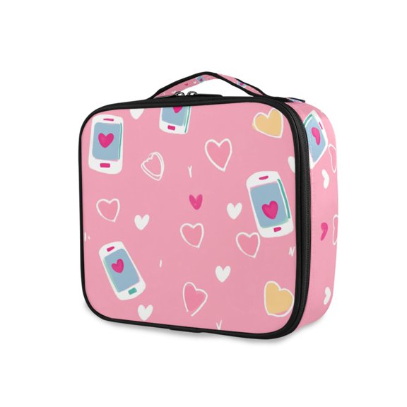 FORMRS Travel Makeup Bag Large Capacity Train Case Cosmetic Organizer with Adjustable Dividers, Love Connection