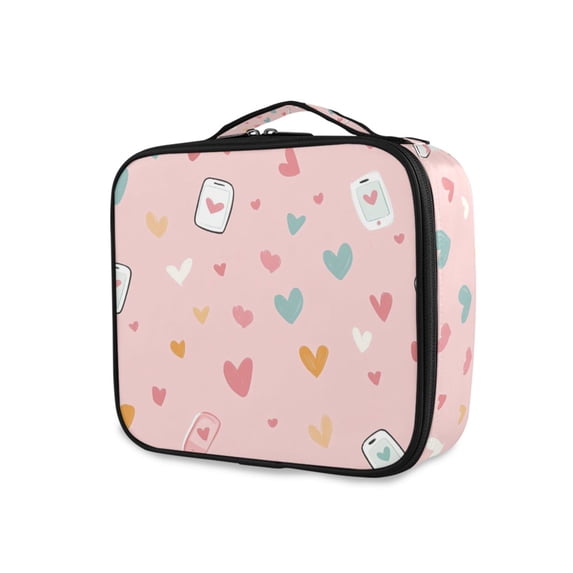 FORMRS Travel Makeup Bag Large Capacity Train Case Cosmetic Organizer with Adjustable Dividers, Love in The Air