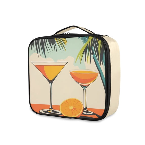 FORMRS Travel Makeup Bag Large Capacity Train Case Cosmetic Organizer with Adjustable Dividers, Mid Century Glasses