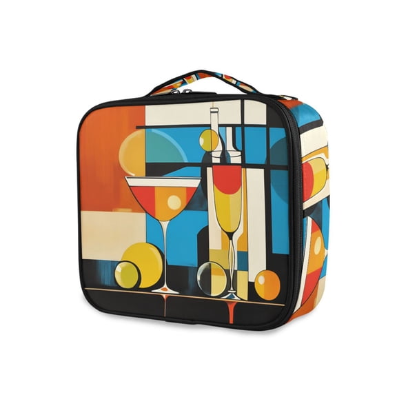 FORMRS Travel Makeup Bag Large Capacity Train Case Cosmetic Organizer with Adjustable Dividers, Modern Cocktails