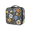 thumbnail image 1 of FORMRS Travel Makeup Bag Large Capacity Train Case Cosmetic Organizer with Adjustable Dividers, Navy Floral Pattern, 1 of 8