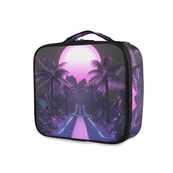 FORMRS Travel Makeup Bag Large Capacity Train Case Cosmetic Organizer with Adjustable Dividers, Pink Road