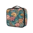 thumbnail image 1 of FORMRS Travel Makeup Bag Large Capacity Train Case Cosmetic Organizer with Adjustable Dividers, Pink Water Lilies Pattern, 1 of 8