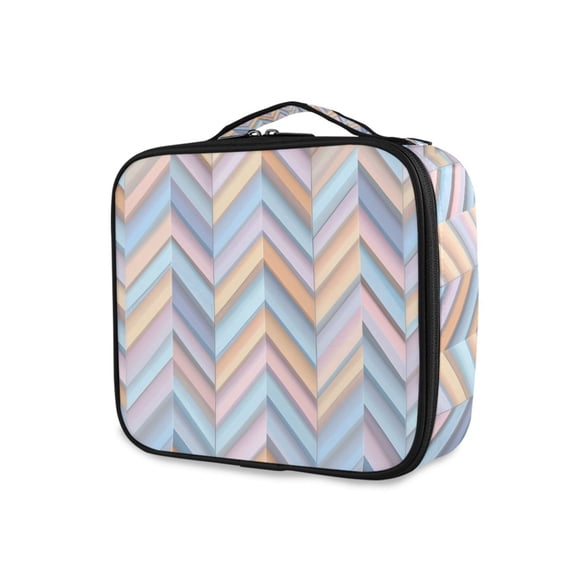 FORMRS Travel Makeup Bag Large Capacity Train Case Cosmetic Organizer with Adjustable Dividers, Purple Geometric
