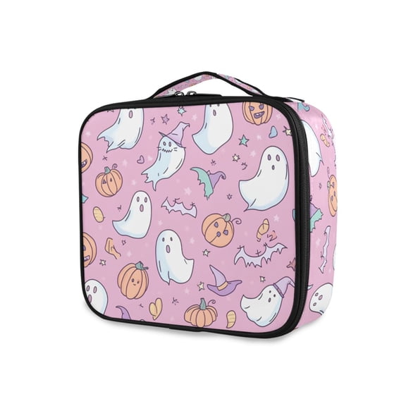 FORMRS Travel Makeup Bag Large Capacity Train Case Cosmetic Organizer with Adjustable Dividers, Purple Halloween