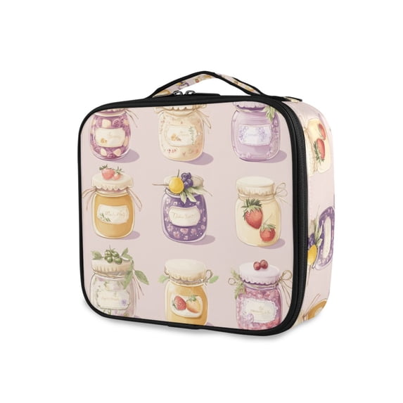 FORMRS Travel Makeup Bag Large Capacity Train Case Cosmetic Organizer with Adjustable Dividers, Purple Jam Jars