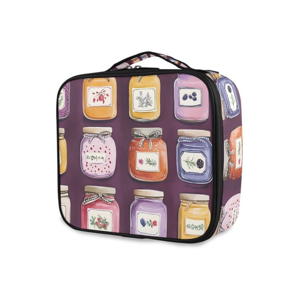 FORMRS Travel Makeup Bag Large Capacity Train Case Cosmetic Organizer with Adjustable Dividers, Purple Jam