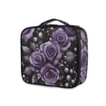 thumbnail image 1 of FORMRS Travel Makeup Bag Large Capacity Train Case Cosmetic Organizer with Adjustable Dividers, Purple Roses, 1 of 8