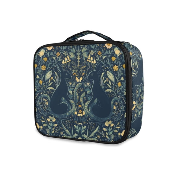 FORMRS Travel Makeup Bag Large Capacity Train Case Cosmetic Organizer with Adjustable Dividers, Shadowy Forest Pattern