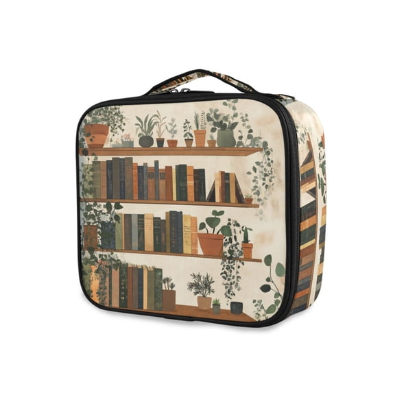 FORMRS Travel Makeup Bag Large Capacity Train Case Cosmetic Organizer with Adjustable Dividers, Shelf Plants