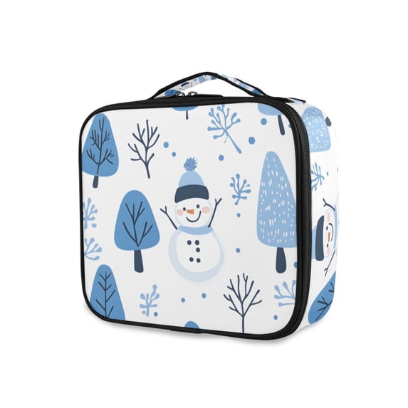 FORMRS Travel Makeup Bag Large Capacity Train Case Cosmetic Organizer with Adjustable Dividers, Simple Cartoon Snowmen