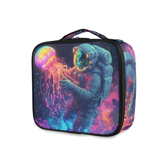 FORMRS Travel Makeup Bag Large Capacity Train Case Cosmetic Organizer with Adjustable Dividers, Space Astronaut