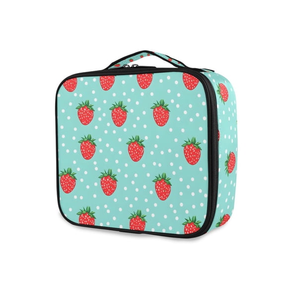 FORMRS Travel Makeup Bag Large Capacity Train Case Cosmetic Organizer with Adjustable Dividers, Strawberry Pattern