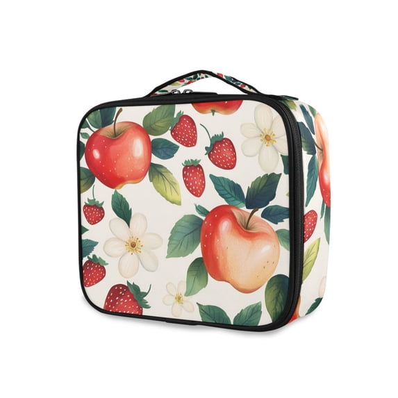 FORMRS Travel Makeup Bag Large Capacity Train Case Cosmetic Organizer with Adjustable Dividers, Strawberry Pattern