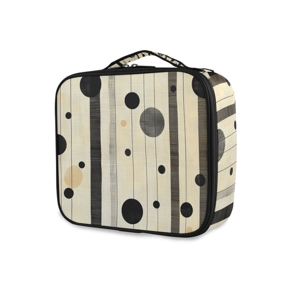 FORMRS Travel Makeup Bag Large Capacity Train Case Cosmetic Organizer with Adjustable Dividers, Stripes Pattern