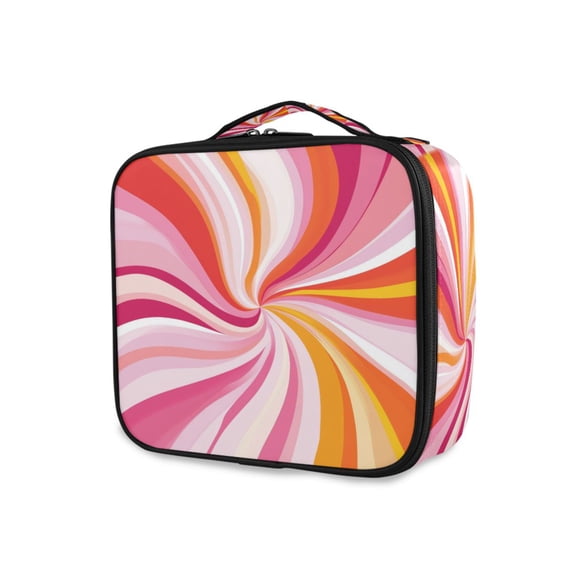 FORMRS Travel Makeup Bag Large Capacity Train Case Cosmetic Organizer with Adjustable Dividers, Swirling Lines