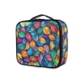 thumbnail image 1 of FORMRS Travel Makeup Bag Large Capacity Train Case Cosmetic Organizer with Adjustable Dividers, Vibrant Art Leaves Pattern, 1 of 8