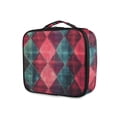 thumbnail image 1 of FORMRS Travel Makeup Bag Large Capacity Train Case Cosmetic Organizer with Adjustable Dividers, Vibrant Green Tartan Pattern, 1 of 8