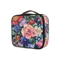 thumbnail image 1 of FORMRS Travel Makeup Bag Large Capacity Train Case Cosmetic Organizer with Adjustable Dividers, Vibrant Pink Floral Pattern, 1 of 8