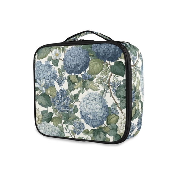 FORMRS Travel Makeup Bag Large Capacity Train Case Cosmetic Organizer with Adjustable Dividers, Watercolor Hydrangeas Pattern