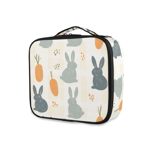 FORMRS Travel Makeup Bag Large Capacity Train Case Cosmetic Organizer with Adjustable Dividers, Whimsical Rabbits