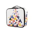 thumbnail image 1 of FORMRS Travel Makeup Bag Large Capacity Train Case Cosmetic Organizer with Adjustable Dividers, White Abstract Triangles, 1 of 8