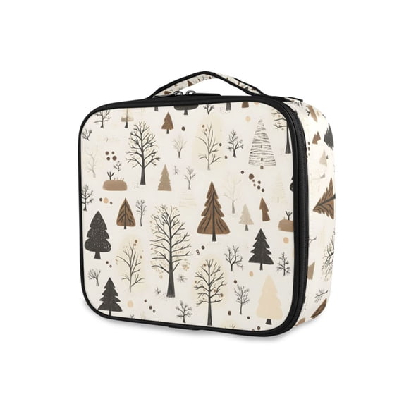 FORMRS Travel Makeup Bag Large Capacity Train Case Cosmetic Organizer with Adjustable Dividers, Winter Forest