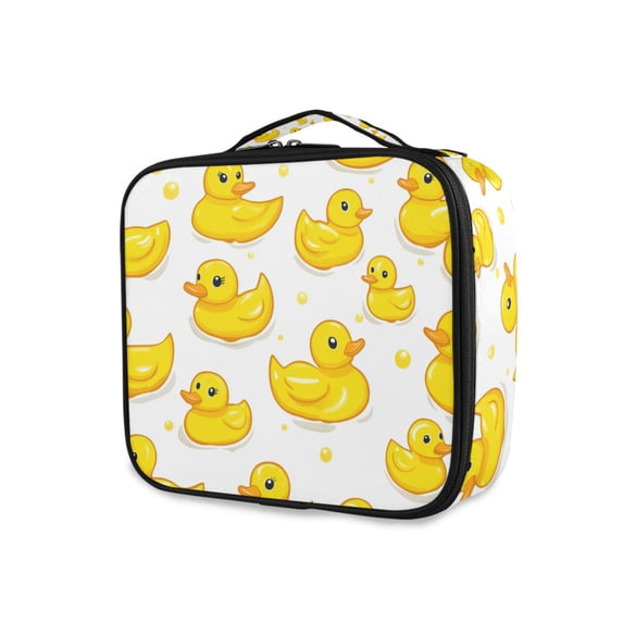FORMRS Travel Makeup Bag Large Capacity Train Case Cosmetic Organizer with Adjustable Dividers, Yellow Rubber Ducks