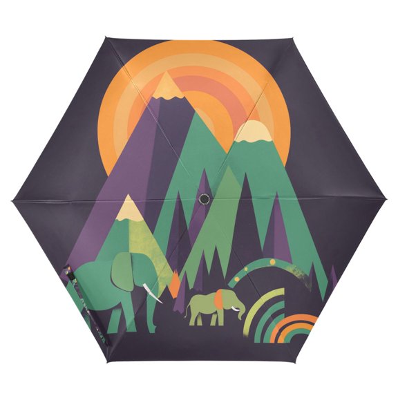 FORMRS Travel Umbrella Folding Auto Open Close Windproof Rain UV Protection, Abstract Animals