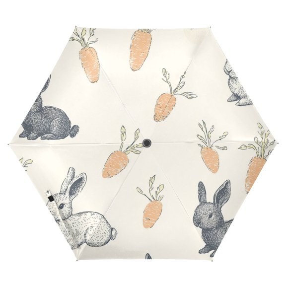 FORMRS Travel Umbrella Folding Auto Open Close Windproof Rain UV Protection, Adorable Bunnies