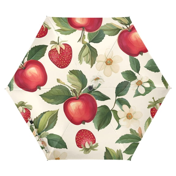FORMRS Travel Umbrella Folding Auto Open Close Windproof Rain UV Protection, Apple Leaves Pattern
