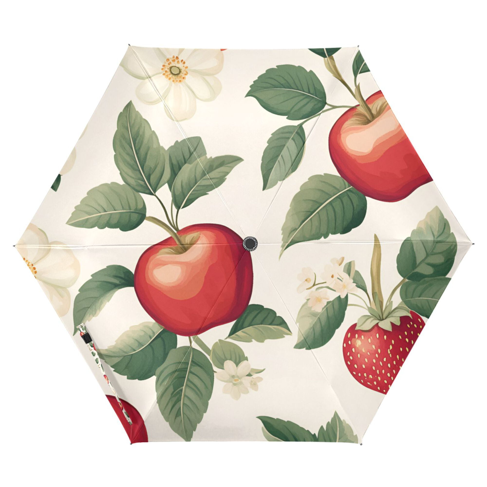 FORMRS Travel Umbrella Folding Auto Open Close Windproof Rain UV Protection, Apples Flower Pattern