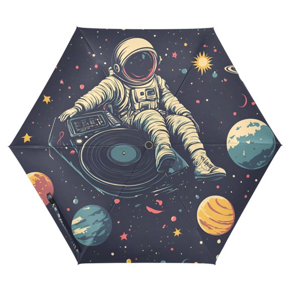 FORMRS Travel Umbrella Folding Auto Open Close Windproof Rain UV Protection, Astronaut Space