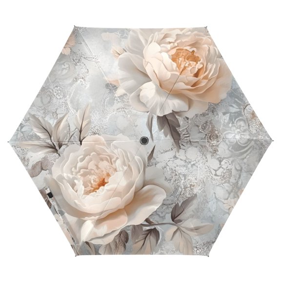 FORMRS Travel Umbrella Folding Auto Open Close Windproof Rain UV Protection, Beautiful Floral