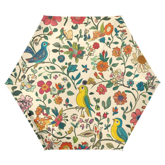 FORMRS Travel Umbrella Folding Auto Open Close Windproof Rain UV Protection, Beige Cartoon Animals