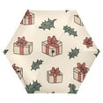 thumbnail image 1 of FORMRS Travel Umbrella Folding Auto Open Close Windproof Rain UV Protection, Beige Christmas Gift Pattern, 1 of 8