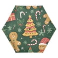thumbnail image 1 of FORMRS Travel Umbrella Folding Auto Open Close Windproof Rain UV Protection, Beige Christmas Gingerbread, 1 of 8