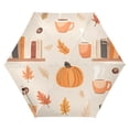 thumbnail image 1 of FORMRS Travel Umbrella Folding Auto Open Close Windproof Rain UV Protection, Beige Fall Acorns Pattern, 1 of 8