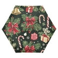 thumbnail image 1 of FORMRS Travel Umbrella Folding Auto Open Close Windproof Rain UV Protection, Black Christmas Holly, 1 of 8