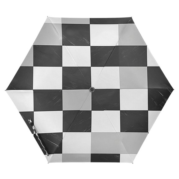 FORMRS Travel Umbrella Folding Auto Open Close Windproof Rain UV Protection, Black and Gray Plaid Pattern