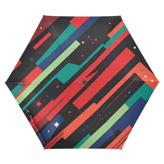 FORMRS Travel Umbrella Folding Auto Open Close Windproof Rain UV Protection, Blue Abstract Lines